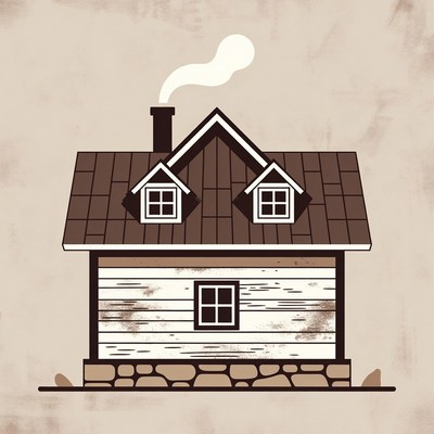 Cozy house with chimney smoke