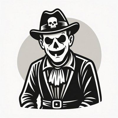 Skeleton Cowboy Hat Smiling