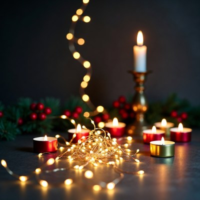 Christmas Candles and Fairy Lights