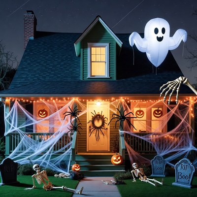 Halloween Haunted House with Ghost