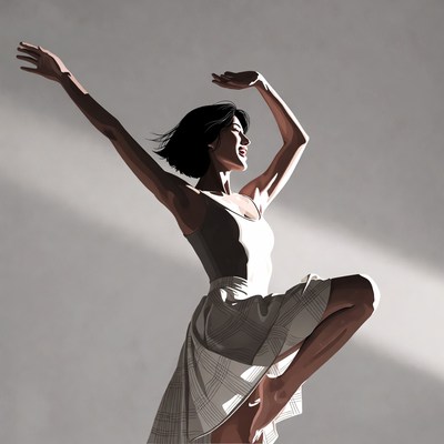 Asian woman dancing gracefully