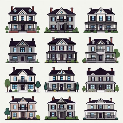 Line Art Houses Collection