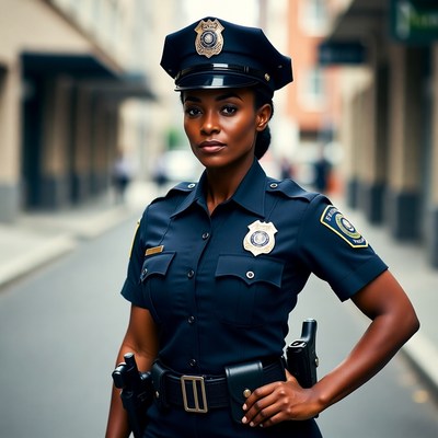 African-American female police officer in uniform