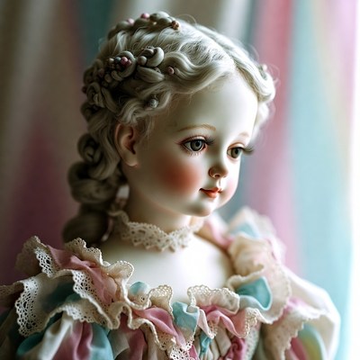 Porcelain Doll with Blonde Braids