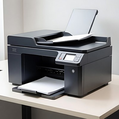 Black Multifunction Printer on Desk