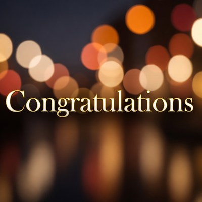Congratulations Text with Bokeh Lights
