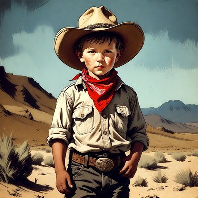 Boy in cowboy hat and bandana