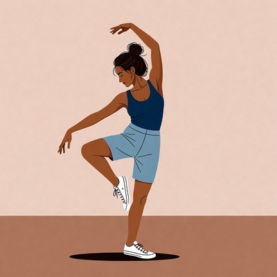 Black woman ballet dancer in arabesque