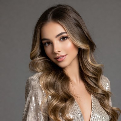 Beautiful woman with wavy brown hair