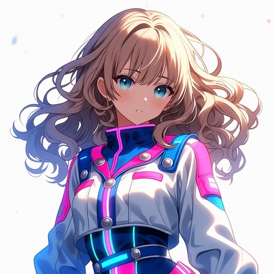 Anime girl in neon racing jacket