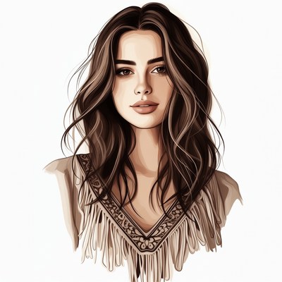 Beautiful woman with wavy brown hair