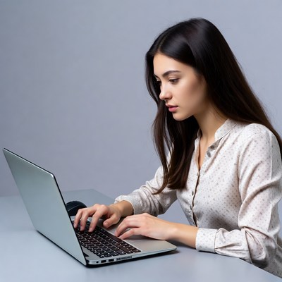 Woman working on laptop