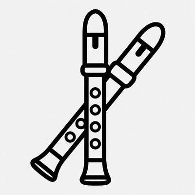 Crossed Recorder Instruments Illustration