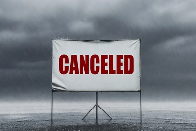 Canceled Sign in Rainy Storm