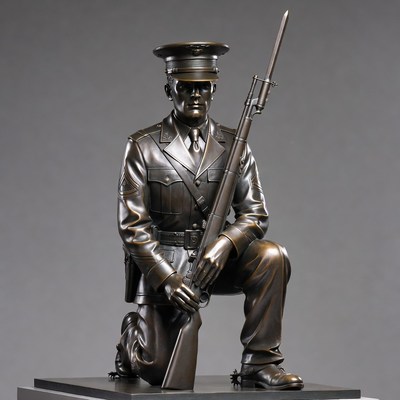 Bronze Soldier Kneeling with Rifle