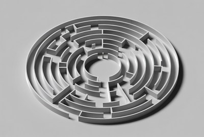 Circular Gray Maze Labyrinth