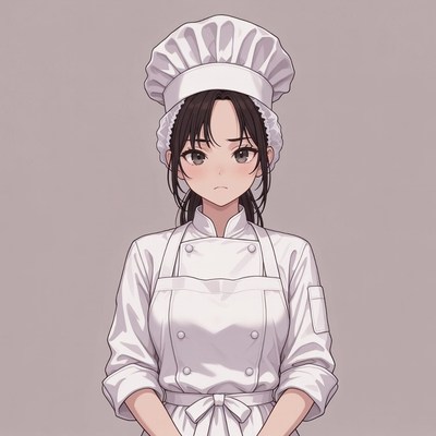Anime woman in chef uniform