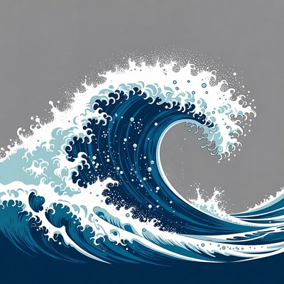 Massive crashing ocean wave illustration