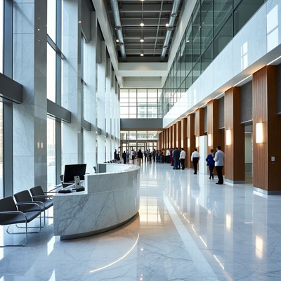 Modern lobby with reception desk