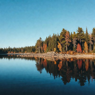 Autumn Trees Reflecting in Lake