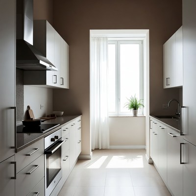 Modern White Kitchen with Window