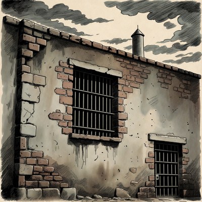 Old Prison Building Illustration