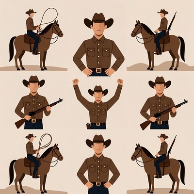 Cowboy riding horse illustration