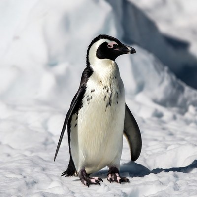 Gentoo penguin standing on ice
