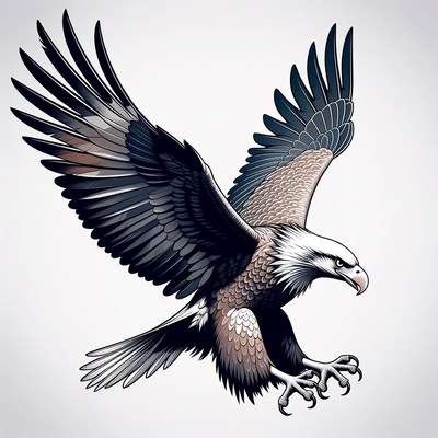 Bald eagle flying with wings spread