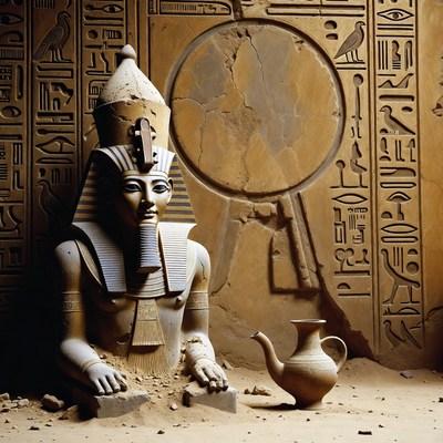 Ancient Egyptian Pharaoh Statue with Jug