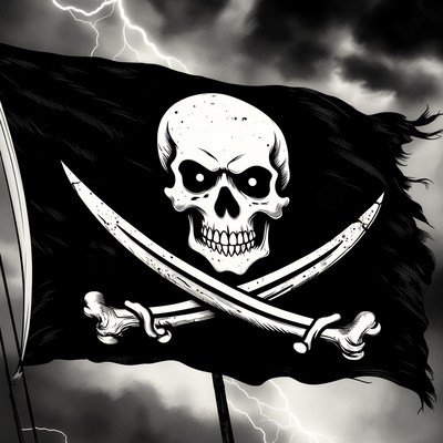 Jolly Roger Pirate Flag with Crossed Swords