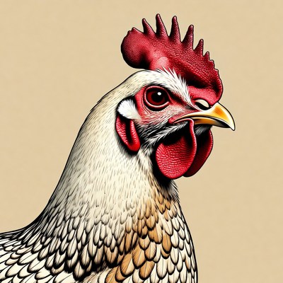 White rooster with red comb