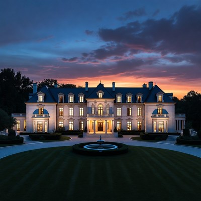 Luxury Mansion at Sunset