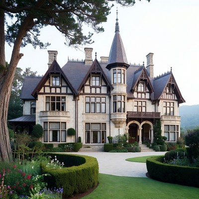 Grand Tudor Mansion with Turret