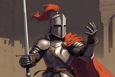 Medieval Knight in Silver Armor