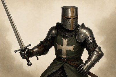 Knight Holding Sword in Armor