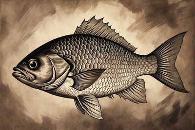 Detailed black sea bream fish illustration