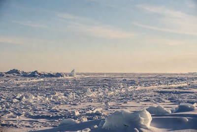 Ice Floes on Frozen Arctic Sea