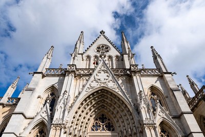 Gothic Cathedral Facade with Spires