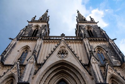 Gothic Cathedral Facade with Spires
