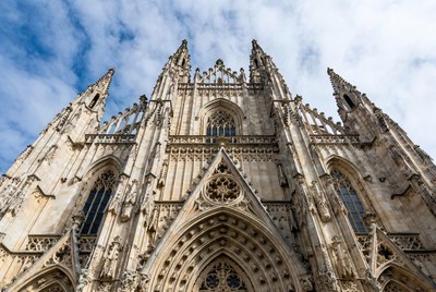 Gothic Cathedral Facade with Spires