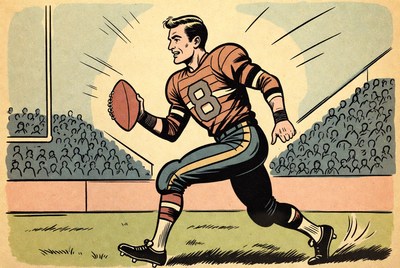 Football player running with ball