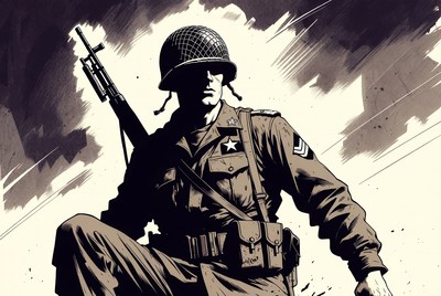 WWII Soldier with Rifle and Helmet