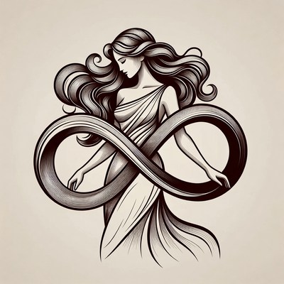 Woman embracing infinity symbol illustration