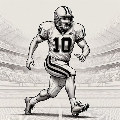 Football player running in stadium