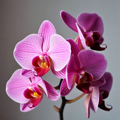 Pink Phalaenopsis Orchids on Gray Background