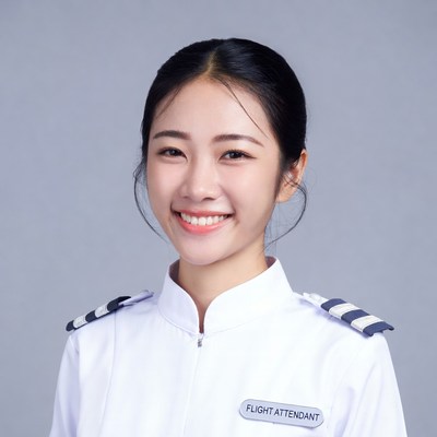 Asian flight attendant smiling