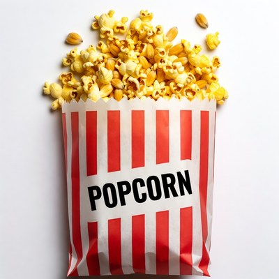 Popcorn in Red White Striped Bag