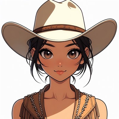 Anime girl in white cowboy hat