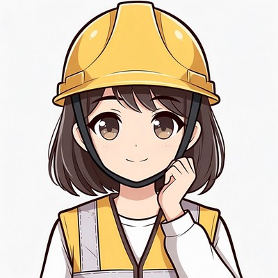 Anime girl wearing hard hat